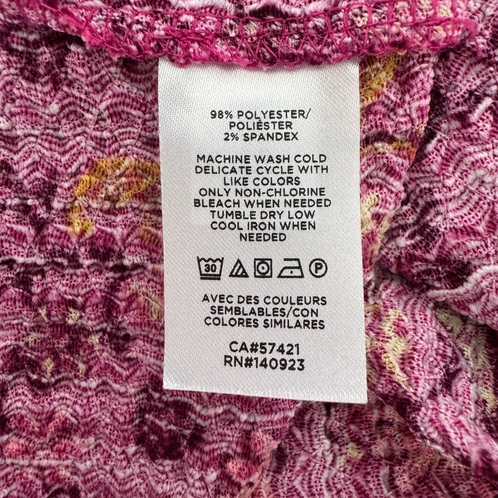 LOFT Blouse Top Size Large Pink Floral Print Short Sleeve Boho Feminine Casual - Picture 11 of 11